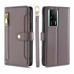 For Xiaomi Redmi K60E Sheep Texture Cross-body Zipper Wallet Leather Phone Case(Grey)