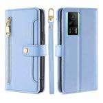 For Xiaomi Redmi K60E Sheep Texture Cross-body Zipper Wallet Leather Phone Case(Blue)