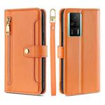 For Xiaomi Redmi K60E Sheep Texture Cross-body Zipper Wallet Leather Phone Case(Orange)
