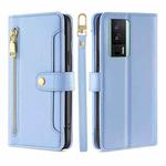 For Xiaomi Redmi K60 / K60 Pro Sheep Texture Cross-body Zipper Wallet Leather Phone Case(Blue)