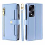 For Honor 80 GT Sheep Texture Cross-body Zipper Wallet Leather Phone Case(Blue)