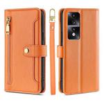 For Honor 80 GT Sheep Texture Cross-body Zipper Wallet Leather Phone Case(Orange)