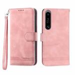 For Sony Xperia 1 IV Dierfeng Dream Line TPU + PU Leather Phone Case(Pink)