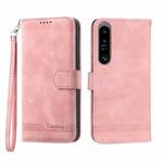 For Sony Xperia 5 IV Dierfeng Dream Line TPU + PU Leather Phone Case(Pink)