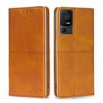 For TCL 40 SE Cow Texture Magnetic Horizontal Flip Leather Phone Case(Light Brown)