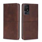 For TCL 40 SE Cow Texture Magnetic Horizontal Flip Leather Phone Case(Dark Brown)