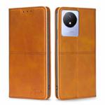 For vivo Y02 4G Cow Texture Magnetic Horizontal Flip Leather Phone Case(Light Brown)