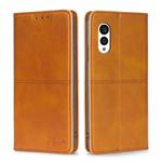 For Fujitsu Arrows N F-51C Cow Texture Magnetic Horizontal Flip Leather Phone Case(Light Brown)