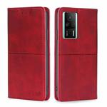 For Xiaomi Redmi K60E Cow Texture Magnetic Horizontal Flip Leather Phone Case(Red)