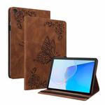For Huawei MatePad SE Butterfly Flower Embossed Leather Tablet Case(Brown)
