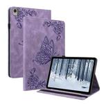 For Nokia T21 Butterfly Flower Embossed Leather Tablet Case(Purple)