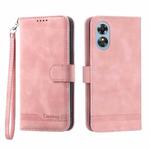 For OPPO A17 Dierfeng Dream Line TPU + PU Leather Phone Case(Pink)