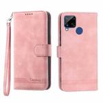 For Realme C12 / C15 / C25 Dierfeng Dream Line TPU + PU Leather Phone Case(Pink)