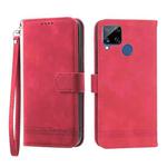 For Realme C12 / C15 / C25 Dierfeng Dream Line TPU + PU Leather Phone Case(Red)