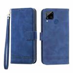 For Realme C12 / C15 / C25 Dierfeng Dream Line TPU + PU Leather Phone Case(Blue)
