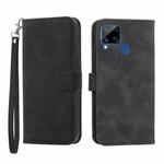 For Realme C12 / C15 / C25 Dierfeng Dream Line TPU + PU Leather Phone Case(Black)