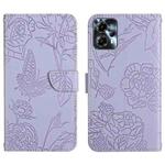 For Motorola Moto G23 4G/G13 4G HT03 Skin Feel Butterfly Embossed Flip Leather Phone Case(Purple)