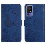For TCL 40 SE HT03 Skin Feel Butterfly Embossed Flip Leather Phone Case(Blue)