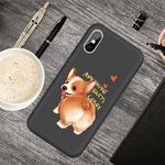 For iPhone XS / X Cartoon Animal Pattern Shockproof TPU Protective Case(Black Corgi)