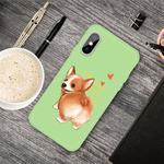 For iPhone XS / X Cartoon Animal Pattern Shockproof TPU Protective Case(Green Corgi)