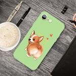 For iPhone SE 2022 / SE 2020 /  8 / 7 Cartoon Animal Pattern Shockproof TPU Protective Case(Green Corgi)
