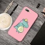 For iPhone 8 Plus & 7 Plus Cartoon Animal Pattern Shockproof TPU Protective Case(Pink Crocodile Bird)