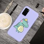 For Galaxy S20+ Cartoon Animal Pattern Shockproof TPU Protective Case(Purple Crocodile Bird)