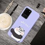 For Galaxy S20 Ultra Cartoon Animal Pattern Shockproof TPU Protective Case(Purple Panda)