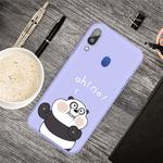 For Galaxy A30 Cartoon Animal Pattern Shockproof TPU Protective Case(Purple Panda)