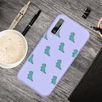 For Galaxy A70 Cartoon Animal Pattern Shockproof TPU Protective Case(Purple Dinosaurs)