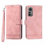 For Xiaomi 12 Pro Dierfeng Dream Line TPU + PU Leather Phone Case(Pink)