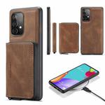 For Samsung Galaxy A73 5G JEEHOOD Magnetic Zipper Horizontal Flip Leather Phone Case(Brown)