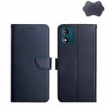 For Motorola Moto E13 4G Genuine Leather Fingerprint-proof Flip Phone Case(Blue)