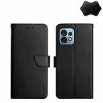 For Motorola Edge+ 2023 Genuine Leather Fingerprint-proof Flip Phone Case(Black)