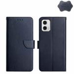 For Motorola Moto G73 5G Genuine Leather Fingerprint-proof Flip Phone Case(Blue)