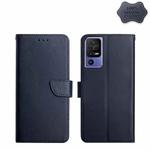 For TCL 40 SE Genuine Leather Fingerprint-proof Flip Phone Case(Blue)