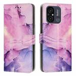 For Xiaomi Redmi 11A Painted Marble Pattern Leather Phone Case(Purple)