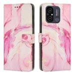 For Xiaomi Redmi 11A Painted Marble Pattern Leather Phone Case(Rose Gold)
