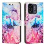 For Xiaomi Redmi 11A Painted Marble Pattern Leather Phone Case(Pink Purple)
