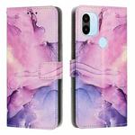 For Xiaomi Redmi A1+ Painted Marble Pattern Leather Phone Case(Purple)