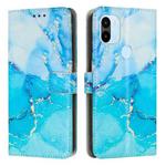 For Xiaomi Redmi A1+ Painted Marble Pattern Leather Phone Case(Blue Green)