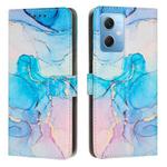 For Xiaomi Redmi Note 12 Global / Poco X5 5G Painted Marble Pattern Leather Phone Case(Pink Green)