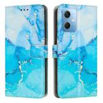 For Xiaomi Redmi Note 12 Global / Poco X5 5G Painted Marble Pattern Leather Phone Case(Blue Green)