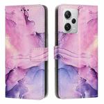 For Xiaomi Redmi Note 12 Pro 5G Global Painted Marble Pattern Leather Phone Case(Purple)
