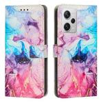 For Xiaomi Redmi Note 12 Pro+ Global / 12 Explorer Painted Marble Pattern Leather Phone Case(Pink Purple)