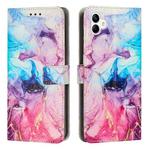 For Samsung Galaxy A04e / F04 Painted Marble Pattern Leather Phone Case(Pink Purple)