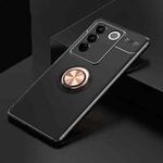 For vivo S16 Pro Metal Ring Holder 360 Degree Rotating TPU Case(Black+Rose Gold)