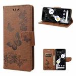 For Google Pixel 7a Butterfly Embossed Horizontal Flip Leather Phone Case(Brown)