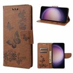 For Samsung Galaxy S23 5G Butterfly Embossed Horizontal Flip Leather Phone Case(Brown)