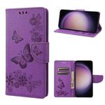 For Samsung Galaxy S23 5G Butterfly Embossed Horizontal Flip Leather Phone Case(Purple)